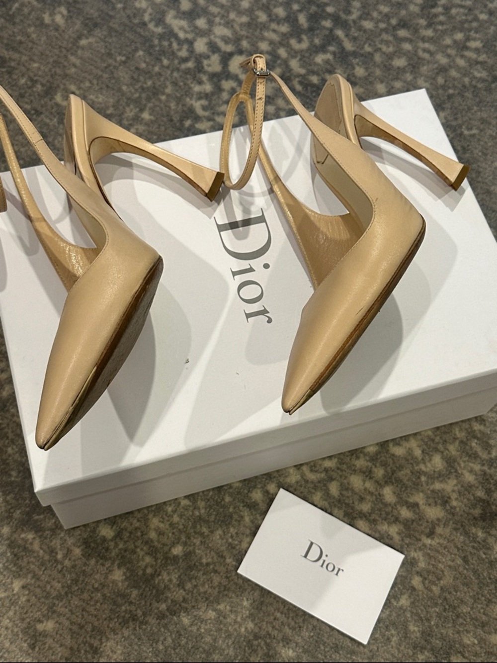Dior Beige Pointed-Toe Ankle-Strap Pumps SIZE 37 - Picture 5 of 16